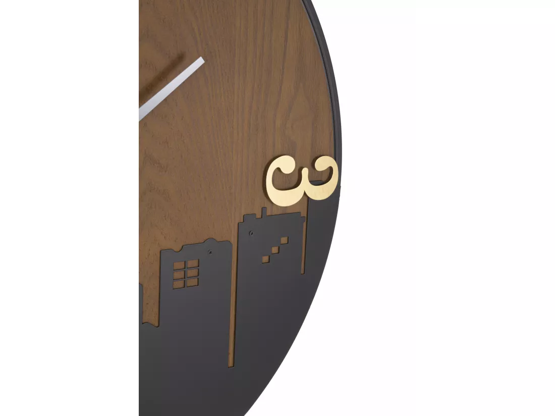 Horloge murale ronde en métal et bois marron Ø cm 60x2