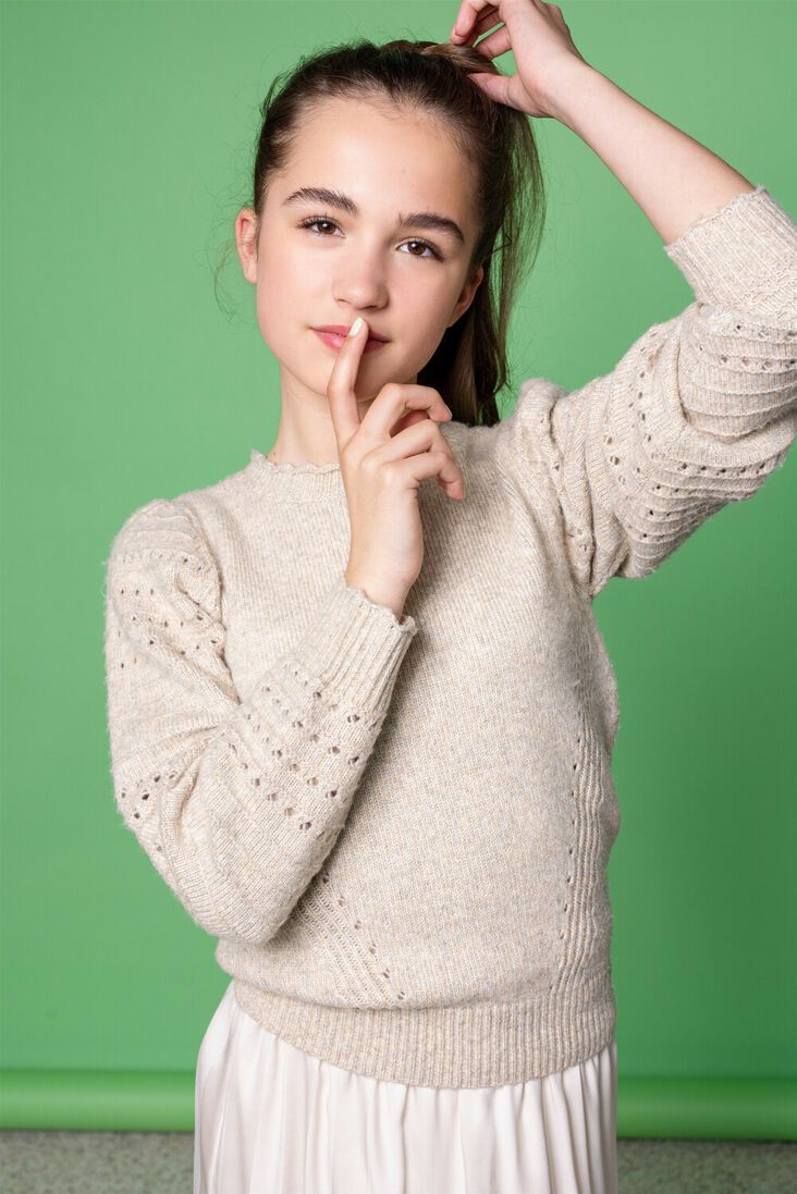 NOBELL beige nobell trui kamile girls knitted soft sweater