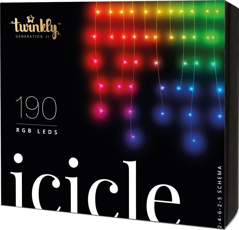 Twinkly - Icicle 190 LED RGB - LED Cascadeverlichting - Slimme Multicolor - 5.5m - IP44