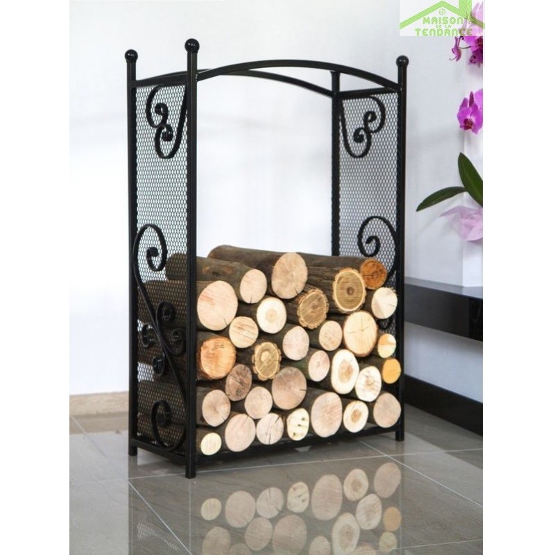 Porte bûches rectangulaire en acier noir 