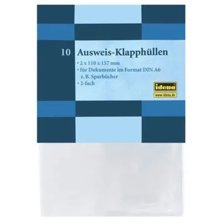Idena Ausweis-Klapphülle mit 2 Fächern à 110 x 157 mm, DIN A6, transparent