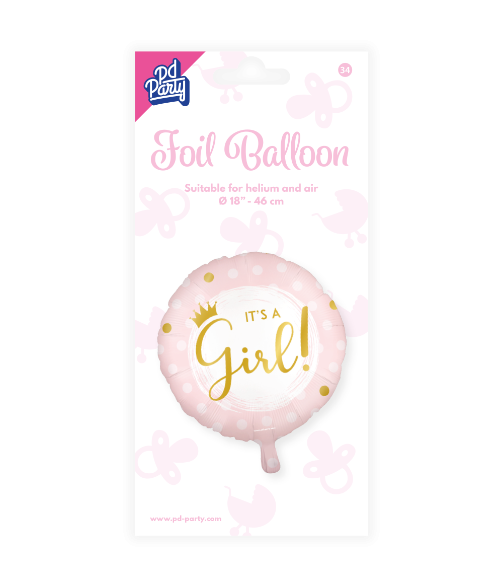 Geboorte Helium Ballon It'S A Girl Leeg 45cm