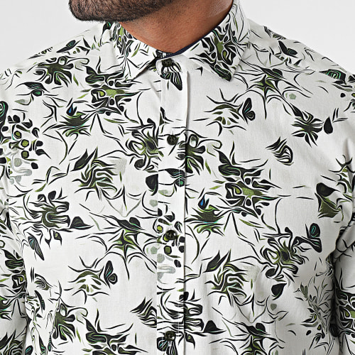 Chemise Manches Longues Beige Clair Vert