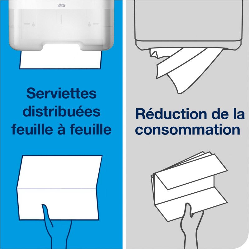 Essuie-mains pliage en V Tork H3 Advanced vert - Carton de 3750