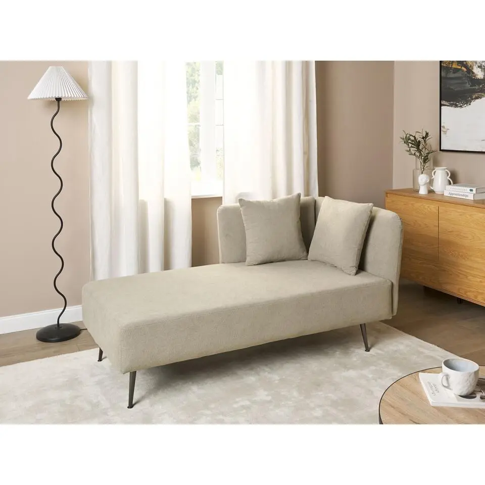 RIOM - Chaise longue - Beige - Rechtszijdig - Stof
