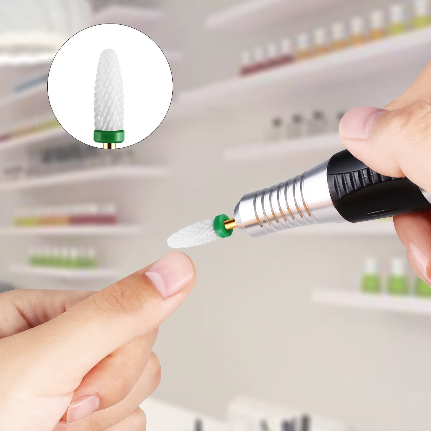 JCMASTER® Premium Nagelfräser Aufsätze Keramik, 2.35mm Bits Grob Kegel Gelnägel Acryl Maniküre, Pediküre, Hornhaut Nagelmodellagen Profi Schleifkörper Inkl Halterung