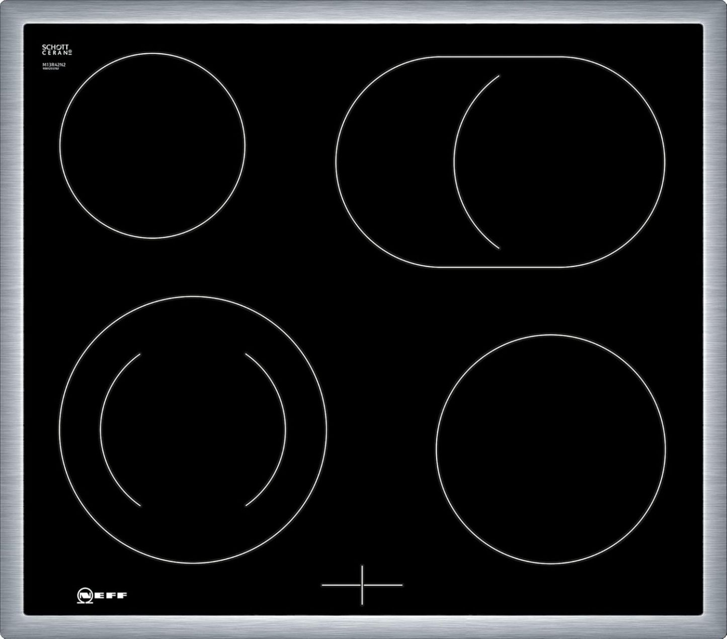 NEFF EDX442, Set bestehend aus E1ECD0AN0, N 30, Einbauherd mit CircoTherm, 60 x 60 cm, Edelstahl und M13R42N2, N 50, herdgesteuertes Elektrokochfeld, 60 cm, Schwarz, mit Rahmen aufliegend
