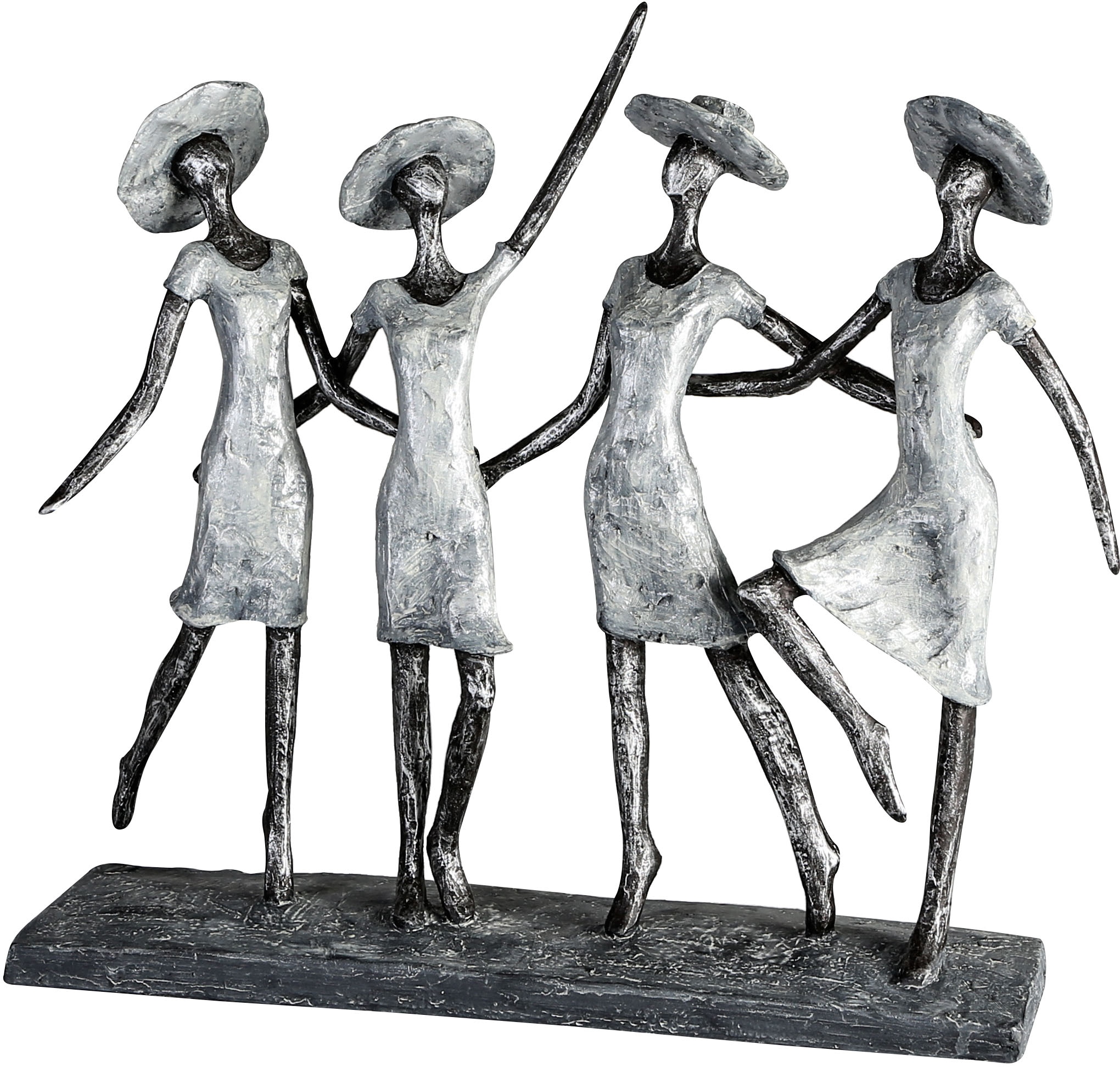 Casablanca by Gilde Dekofigur »Skulptur 4 Ladys, antik silber« Dekoobjekt, Höhe 34, antikfinish, mit Spruchanhänger, Wohnzimmer