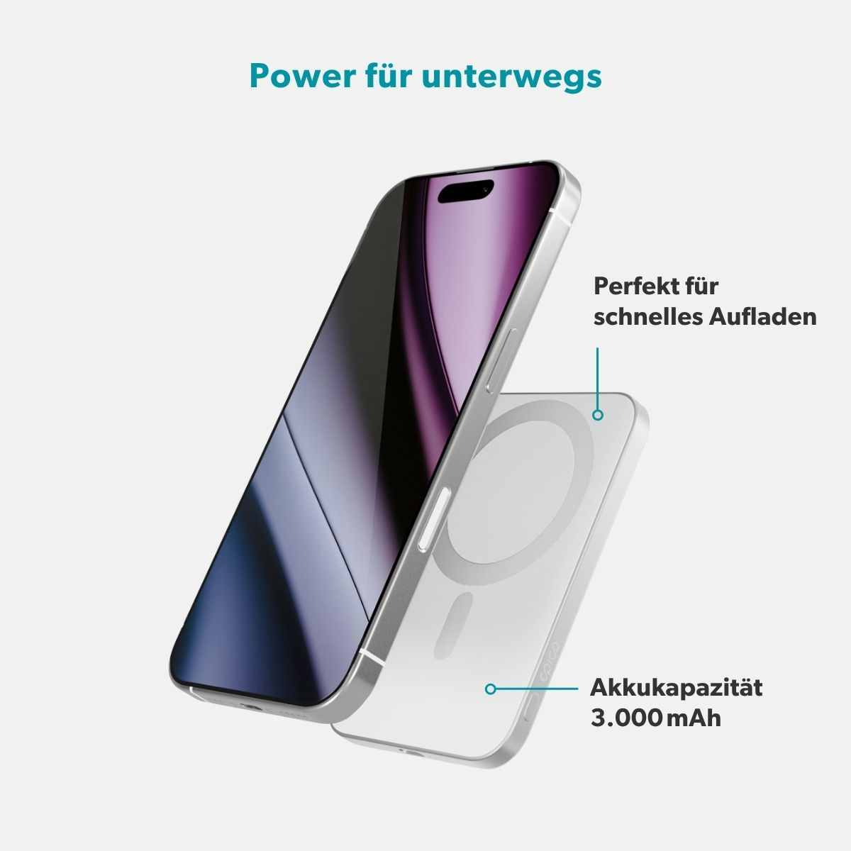 (7.5W) 3000mAh Alu Mag  EM31 Powerbank USB C Ladegerät Slim MagSafe UltraPack Qi2 Wireless Charger PD (9915111900109‬) - Space Grey