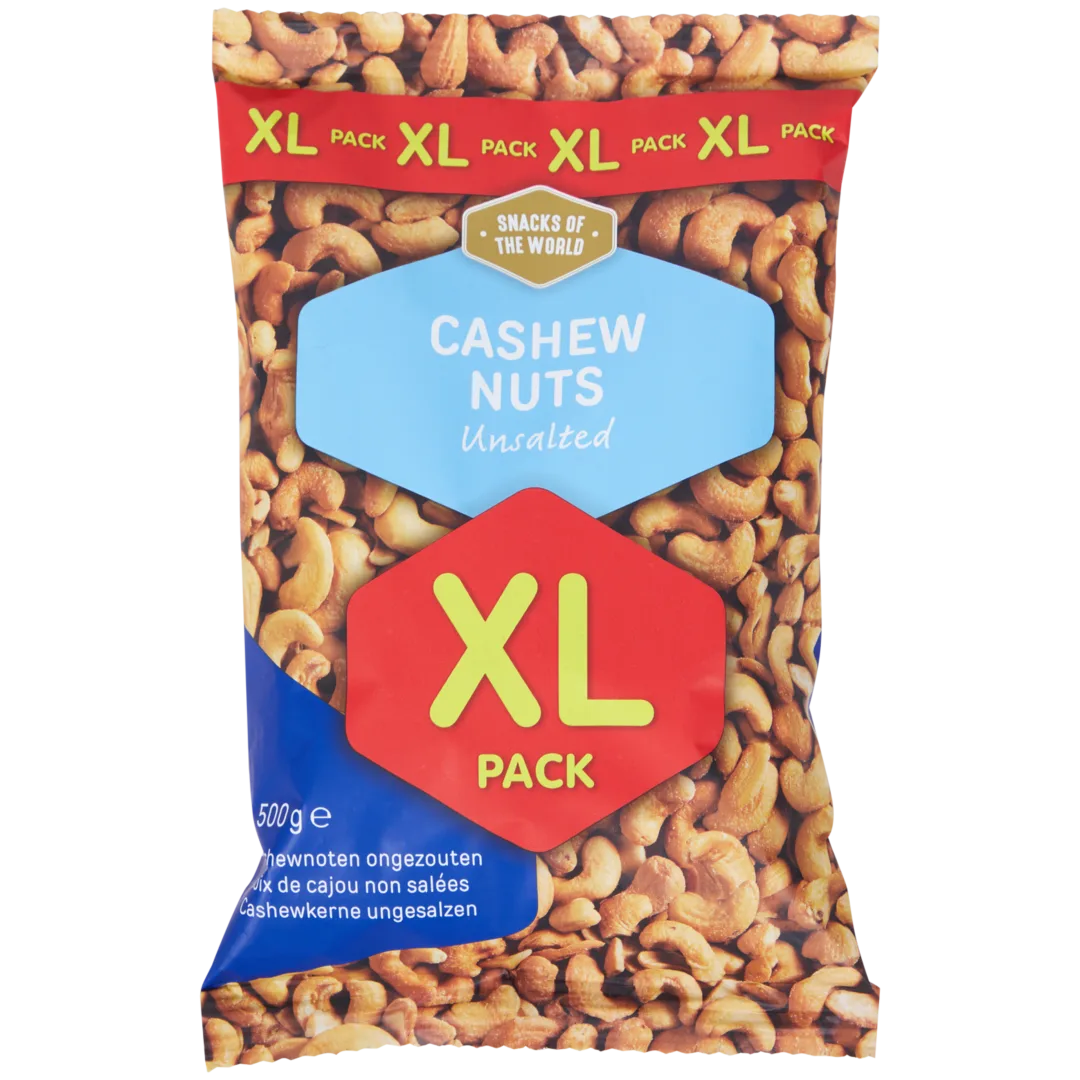 Snacks of the World ongezouten cashewnoten XL-pack 500 gram