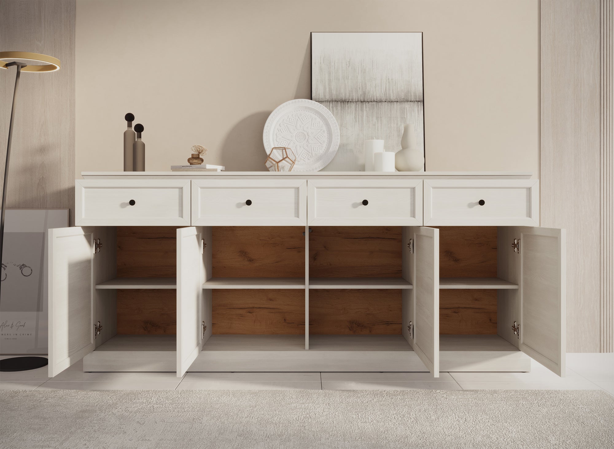 Meubella - Dressoir Leroy - Wit eiken - 193 cm