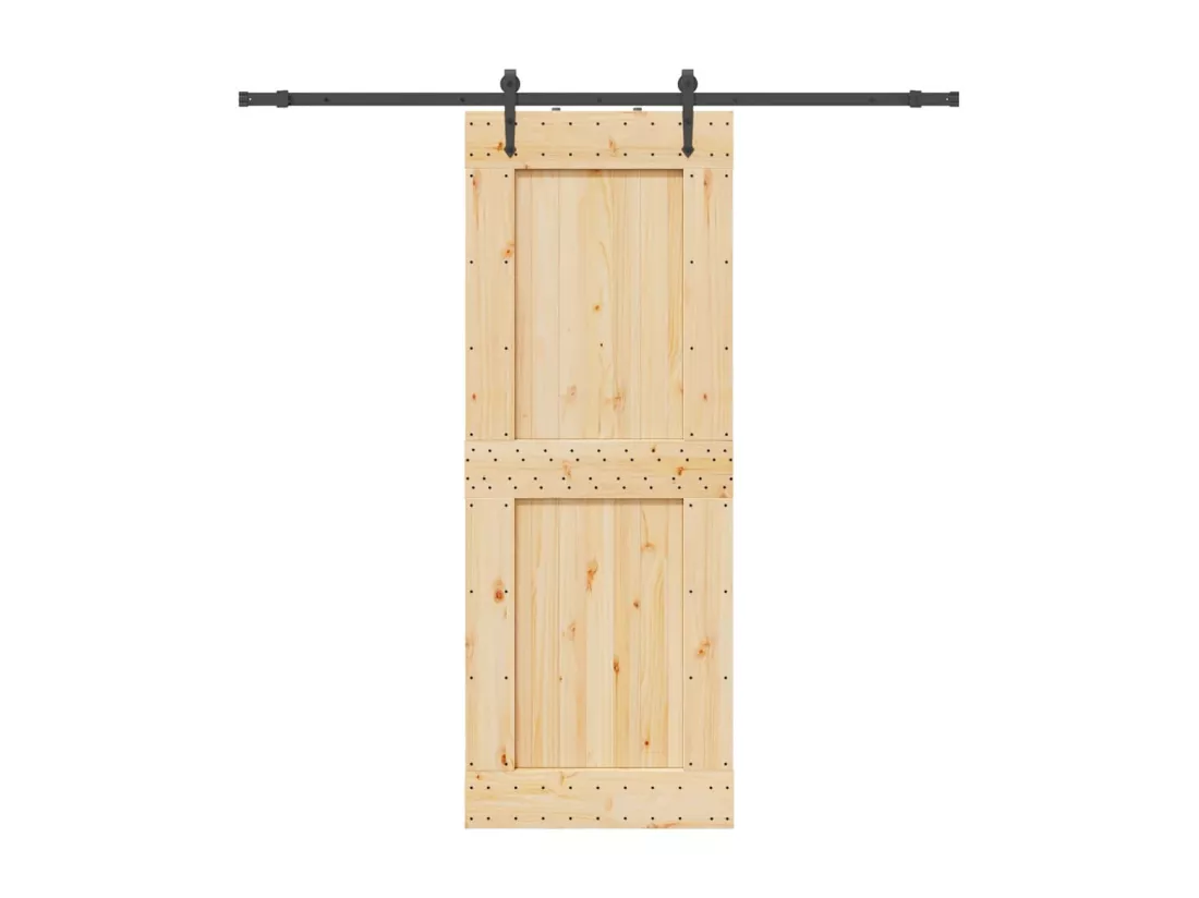Porte coulissante et kit de quincaillerie 85x210 cm pin massif