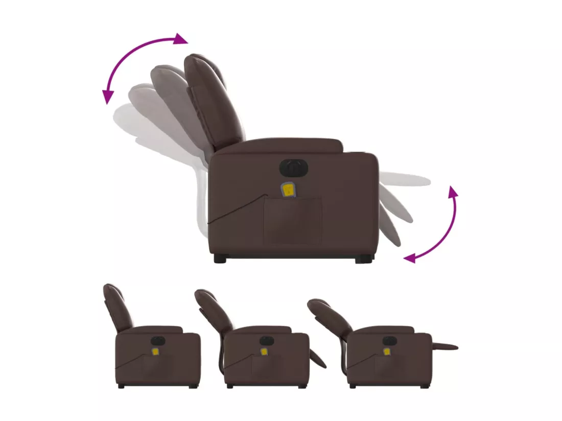 Fauteuil inclinable de massage électrique marron similicuir