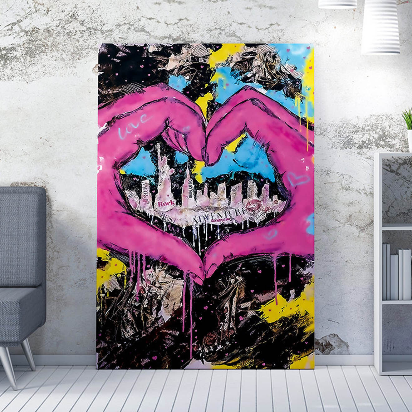Wallity Toile sur toile encadrée décorative multicolore -  70x100 cm