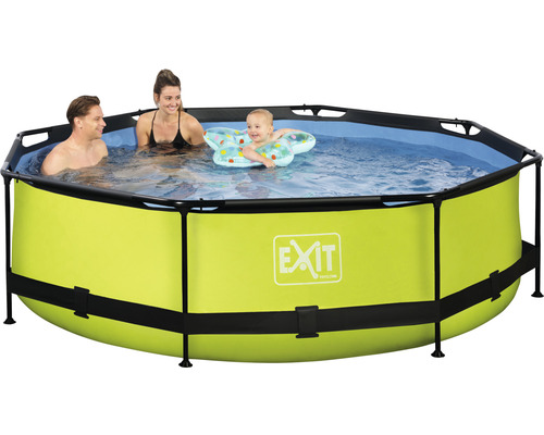Opbouwzwembad frame zwembadset EXIT Lime rond Ø 300x76 cm incl. patroonfiltersysteem groen