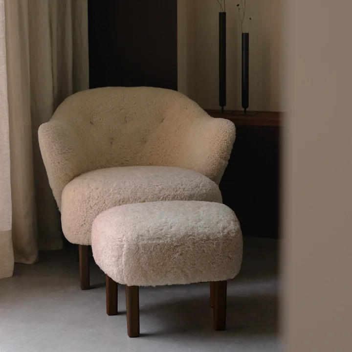 Audo - Ingeborg Sessel, Eiche dunkel gebeizt / beige (Sahco Zero 0001)