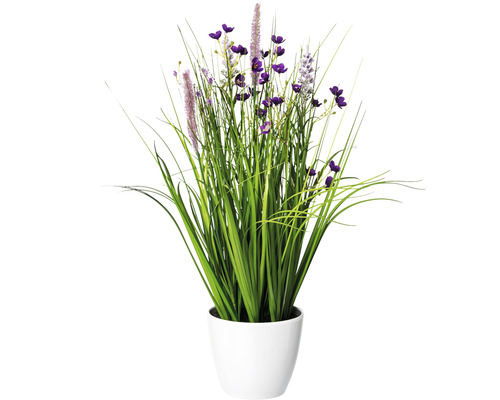 Kunstplant, bloeiende grasmix, hoogte: 46 cm, paars