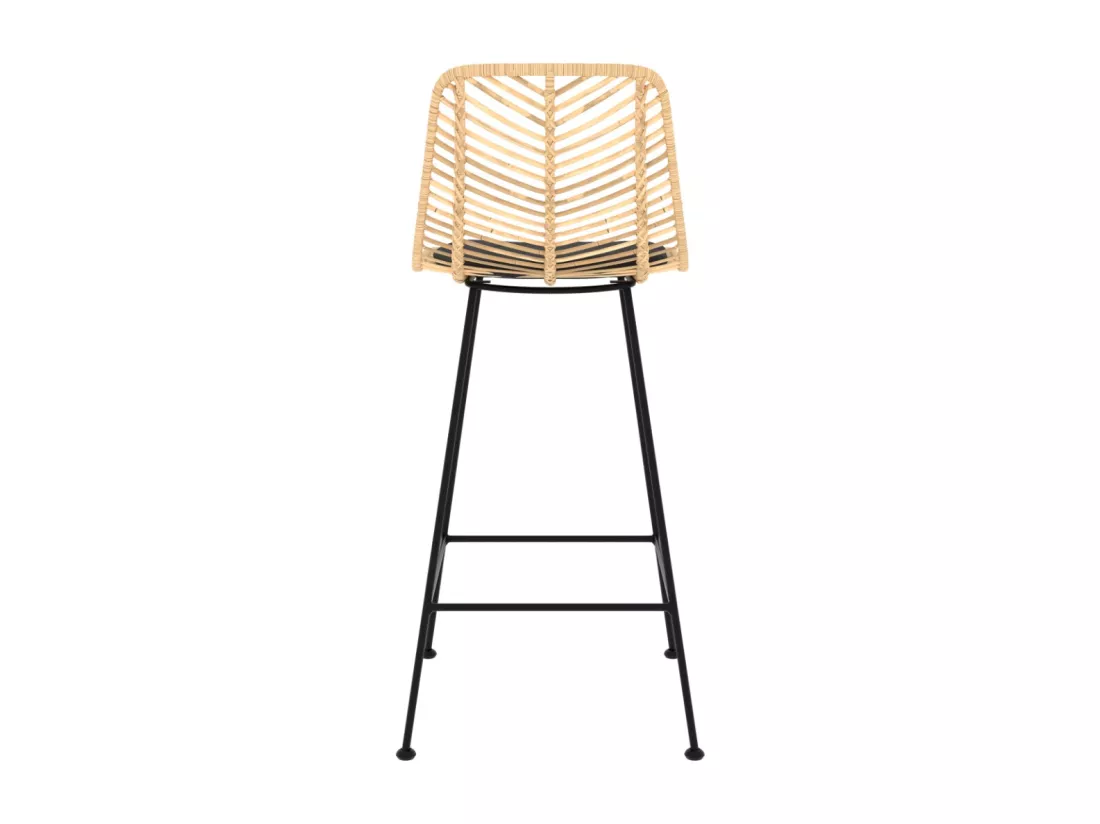 Lot de 2 chaises pour îlot central 66 cm en rotin naturel et noir - Tamara