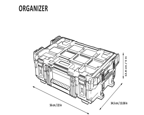 Organizer Industrieel 22 560 x 128 x 345 mm zwart