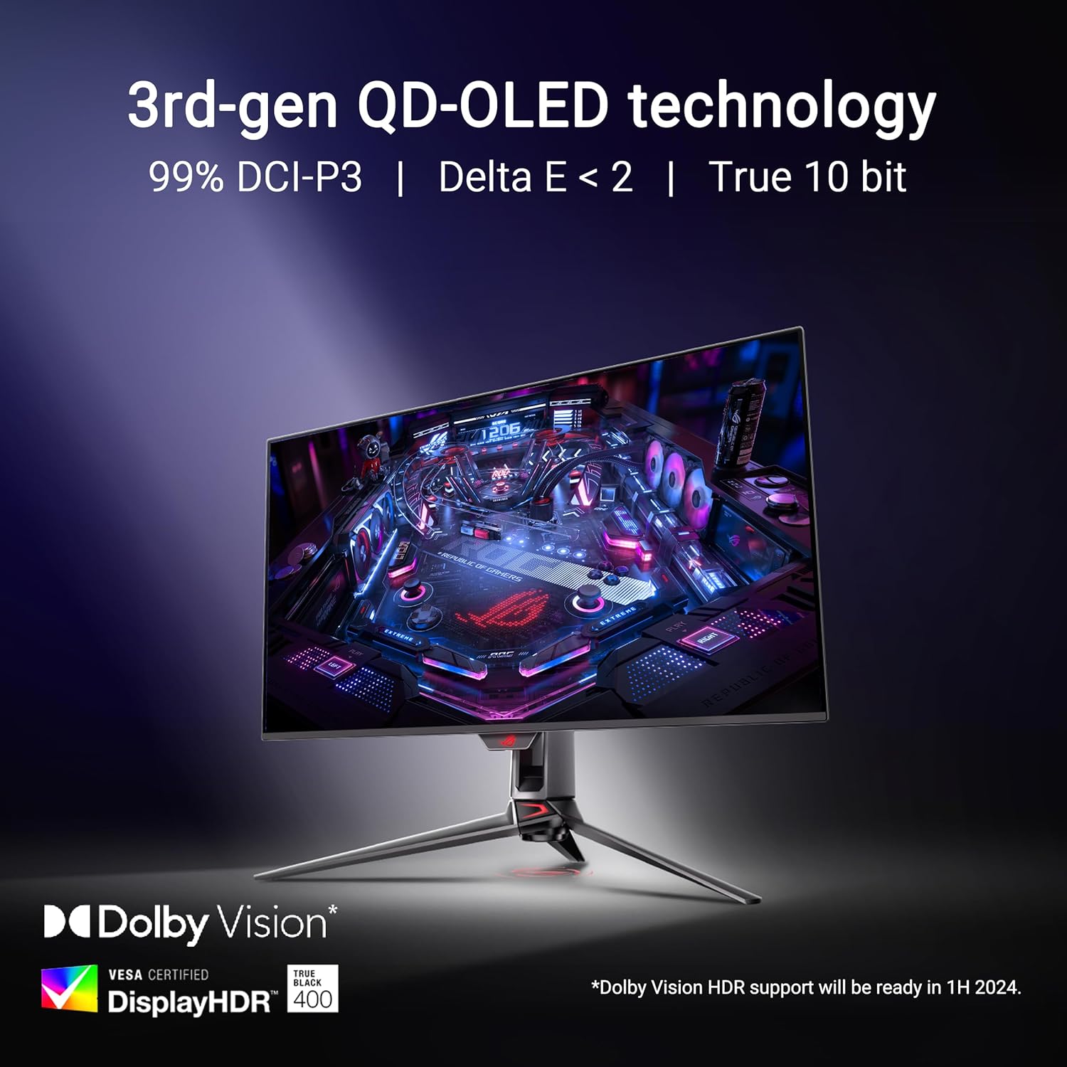 ASUS Moniteur Gaming ROG Swift OLED PG32UCDM ― 32 Pouces, Dalle QD-OLED 4K (3840 x 2160), 240 Hz, 0,03 ms (GTG), Compatible G-Sync®, dissipateur Thermique personnalisé, 99% DCI-P3, 90 W Type-C®