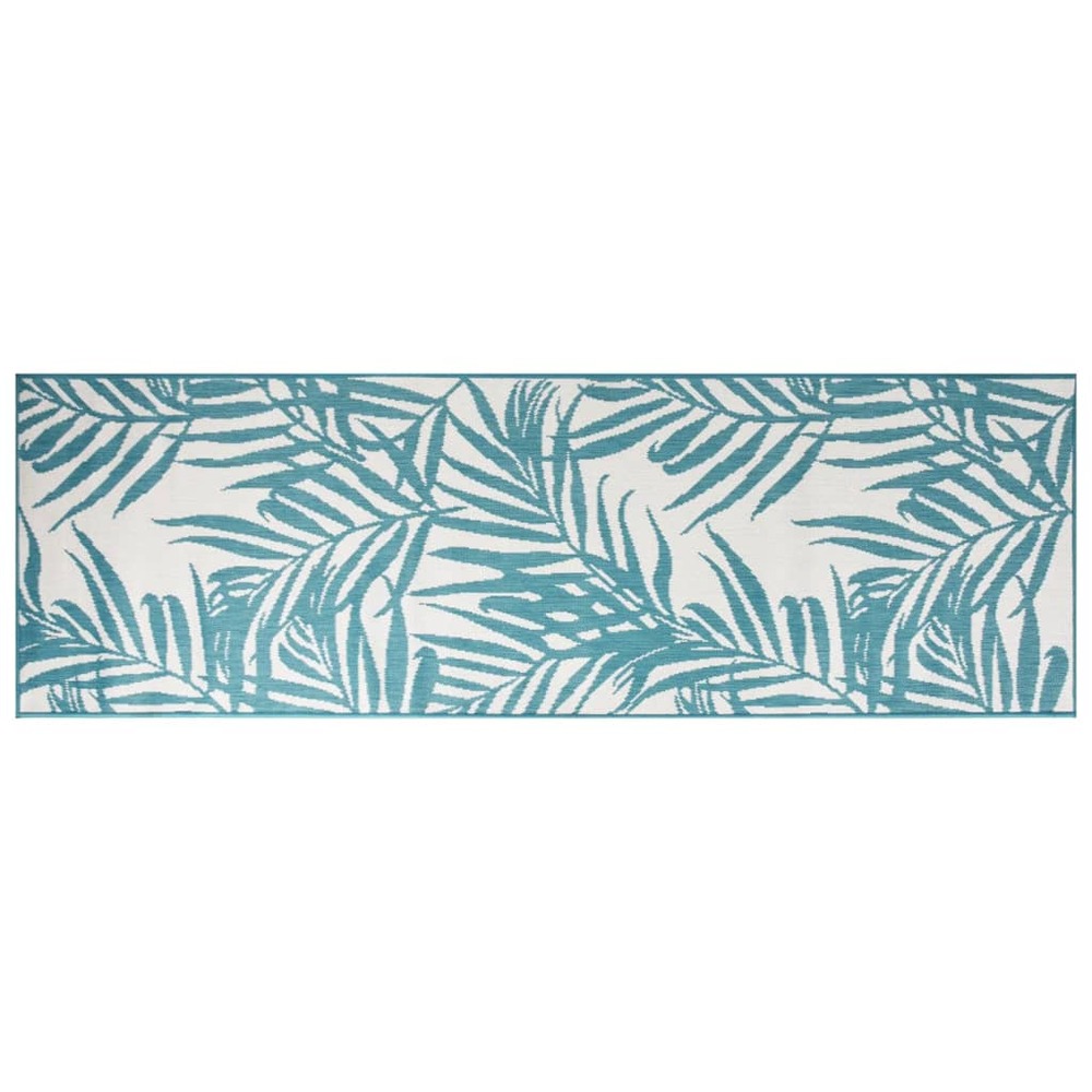 Tapis d'extérieur aqua et blanc 80x250 cm design réversible
