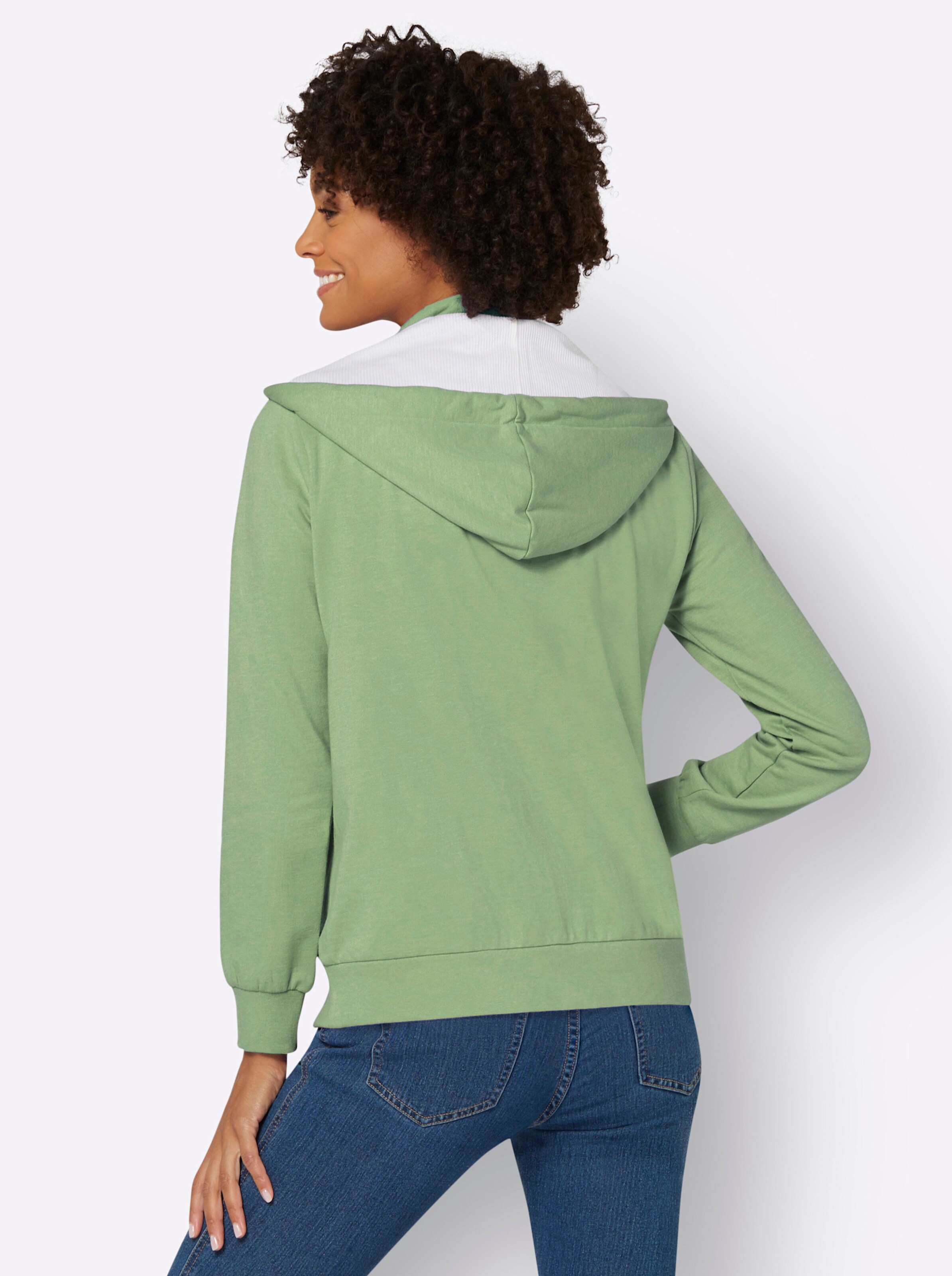 Sweatjacke in eucalyptus