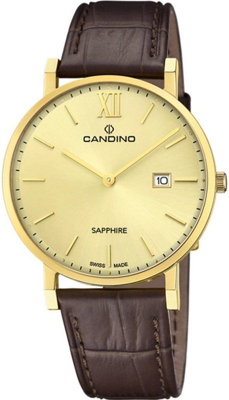 Candino - C4726/2 - Polshorloge - Goud - Beige Wijzerplaat - Leer Band