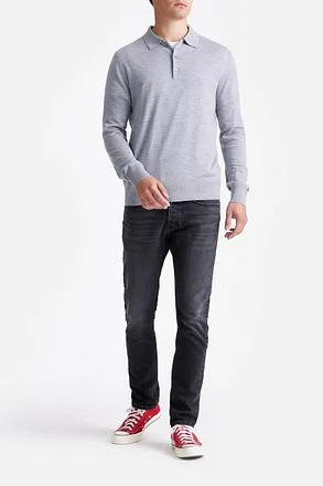 King Essentials The Robert Long Sleeve Poloshirt Merino Grijs KM111030002-C002T kopen