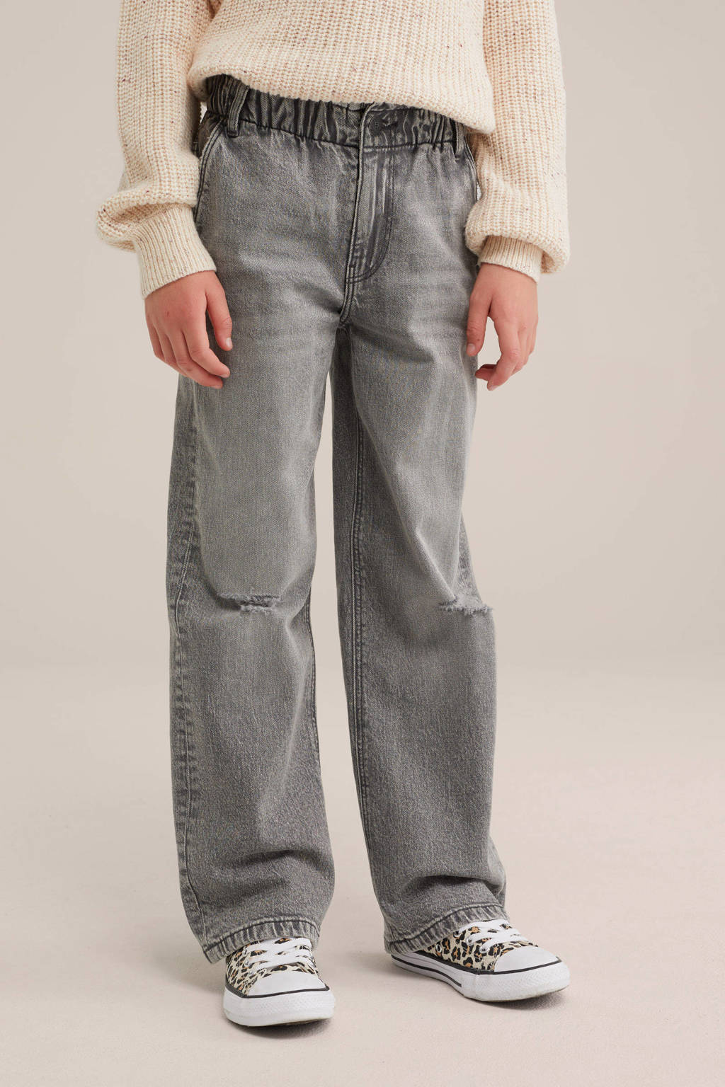 WE Fashion high waist straight leg jeans grey denim