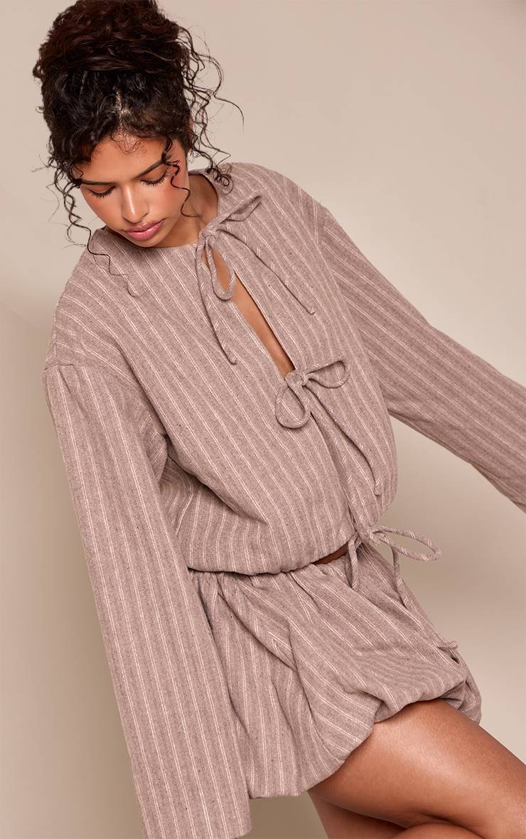 Beige Ensemble Jupe Bouffante En Tissu Brossé
