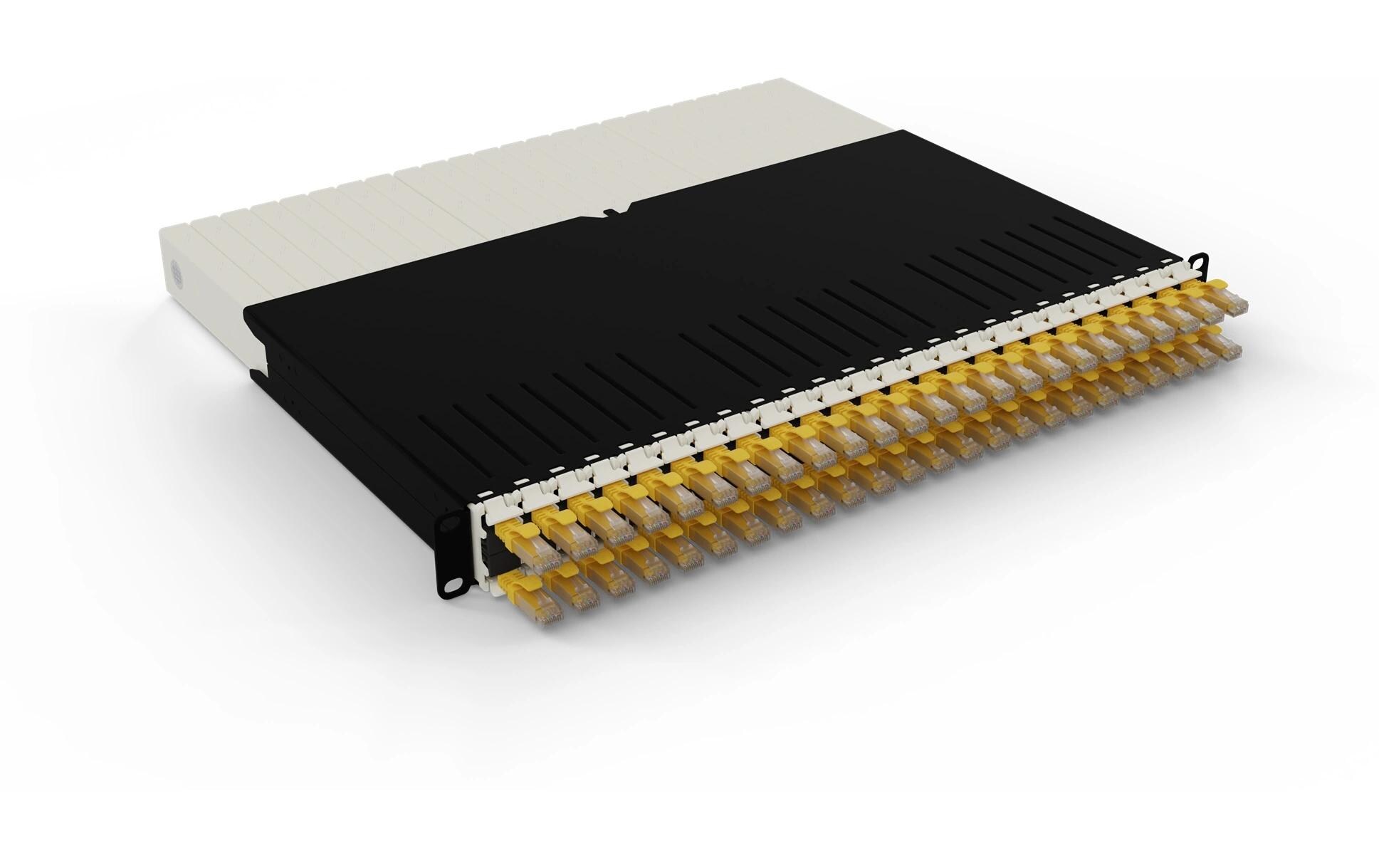 patchbox.one / 8RU / Cat 6A, UTP, 0.8 m, Gelb<br>All-in-One Lösung für Ordnung im Netzwerkschrank