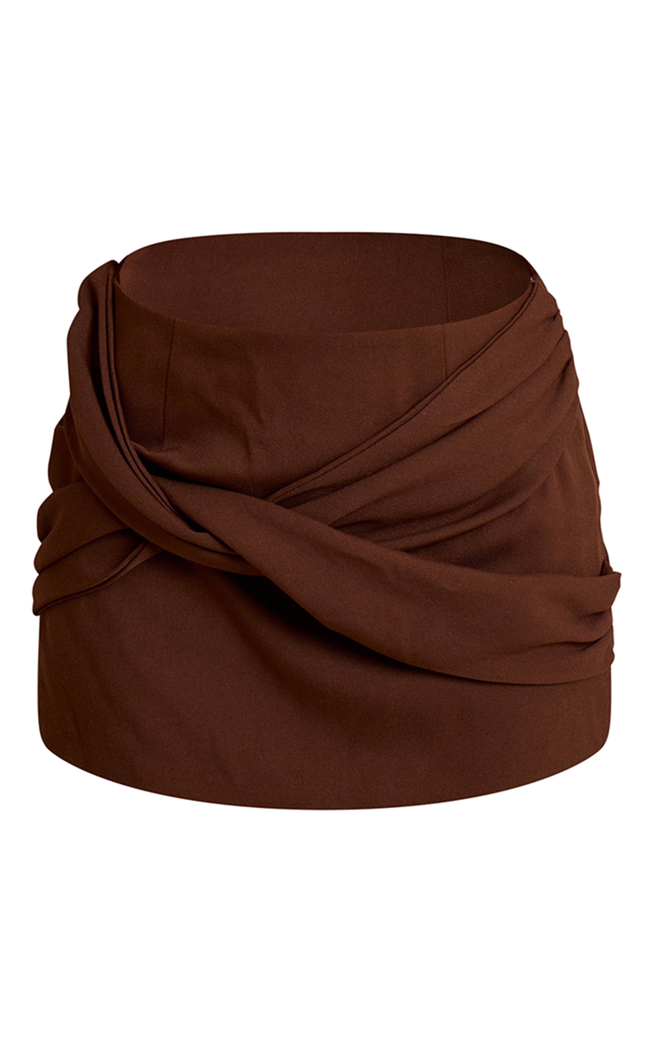 Chocolat Ensemble Jupe Courte Torsadée En Tissu Tissé