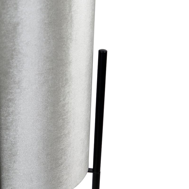 Moderne vloerlamp zwart met velours grijze kap - Rich