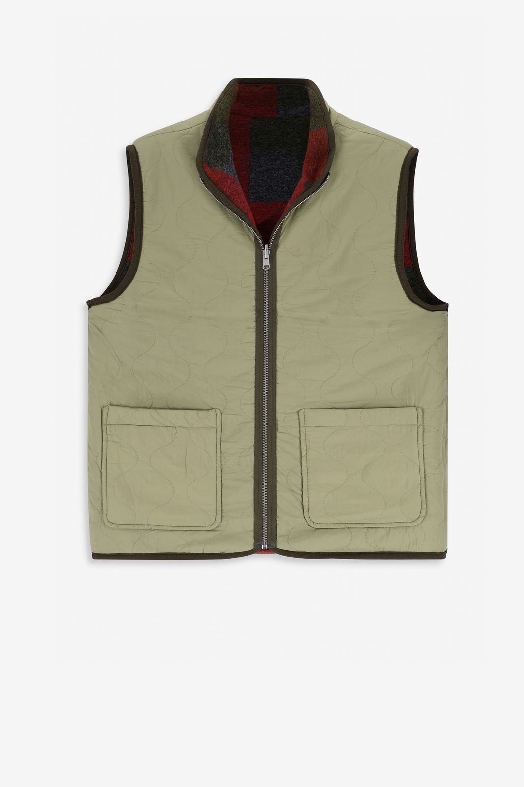 Rood geblokte reversible bodywarmer