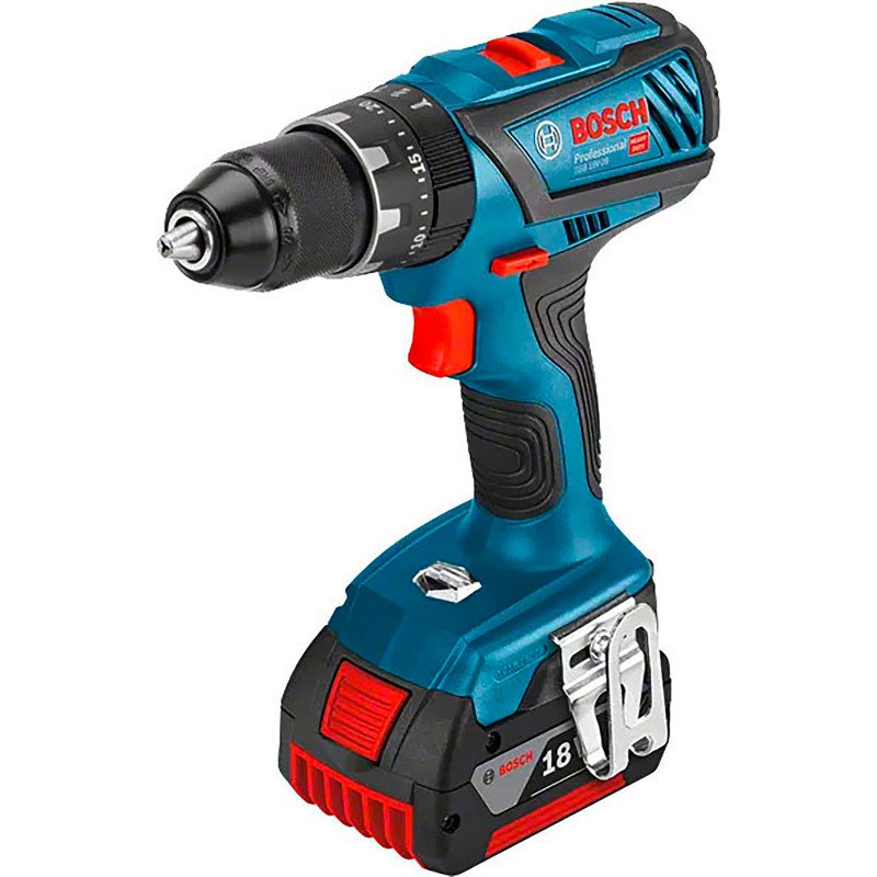Perceuse à percussion Bosch Professional GSB 18V-28 + 2 batteries GBA 4,0Ah + Chargeur GAL 18V-20 L