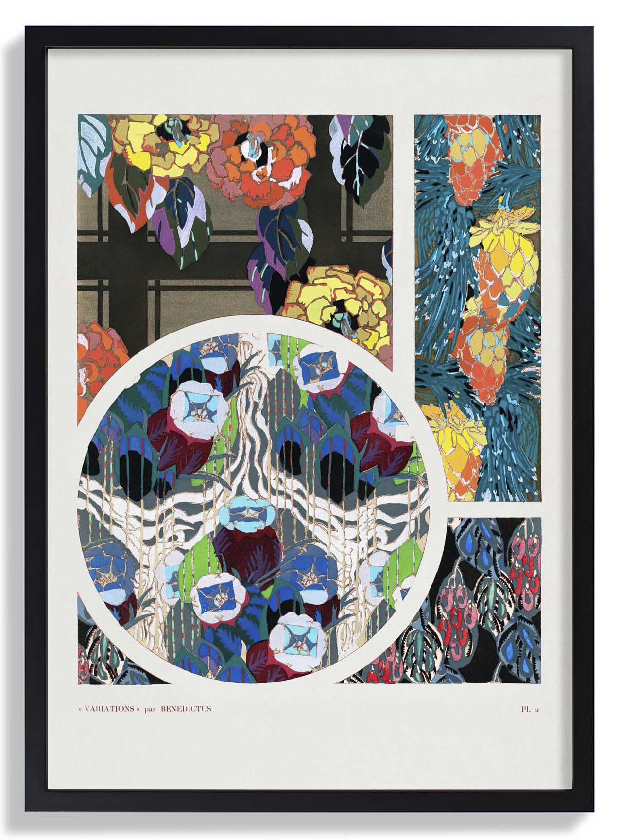 Vintage Florales Art-Déco-Muster, Variation 2 von Édouard Bénédictus