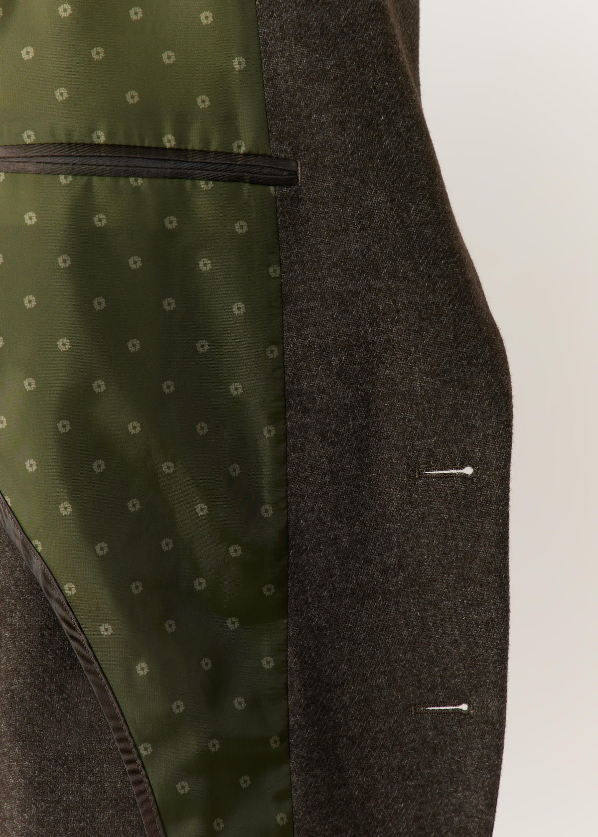Veste casual Regular en laine mélangée unie kaki