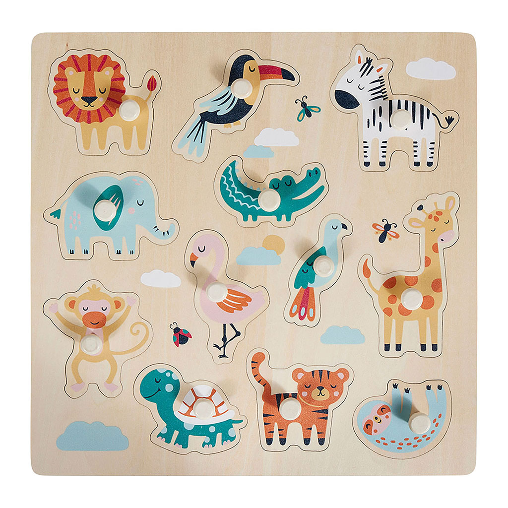 Puzzle jungle en bois 12 pièces 30x2.5cm