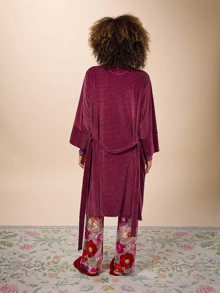 PIP STUDIO Morgenmantel NAOMI VELVET LITTLE SUMO STRIPE beere