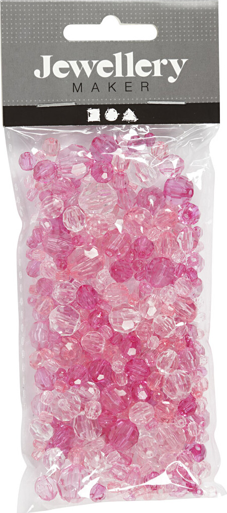 Harmoni Facetperlemix - Str. 4-12 MM - Hulstr. 1-2,5 MM - Pink - 45 G