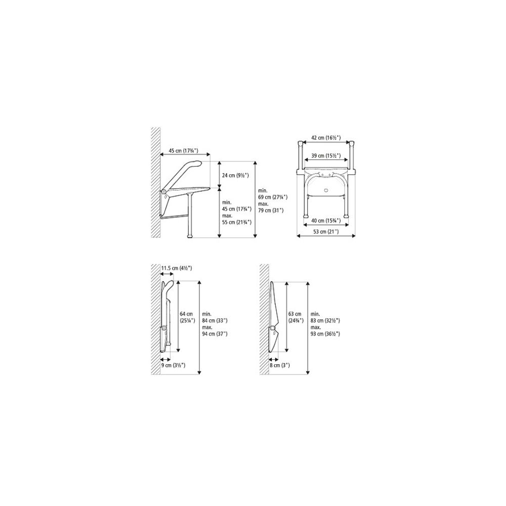 Etac Relax Duschklappsitz mit Armlehnen