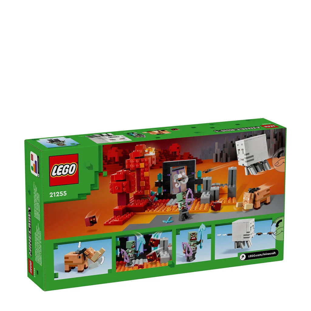 Lego Minecraft Ambush bij het Nether-portaalHinderlaag bij het Nether-portaal Actie Speelgoed voor Kinderen 21255