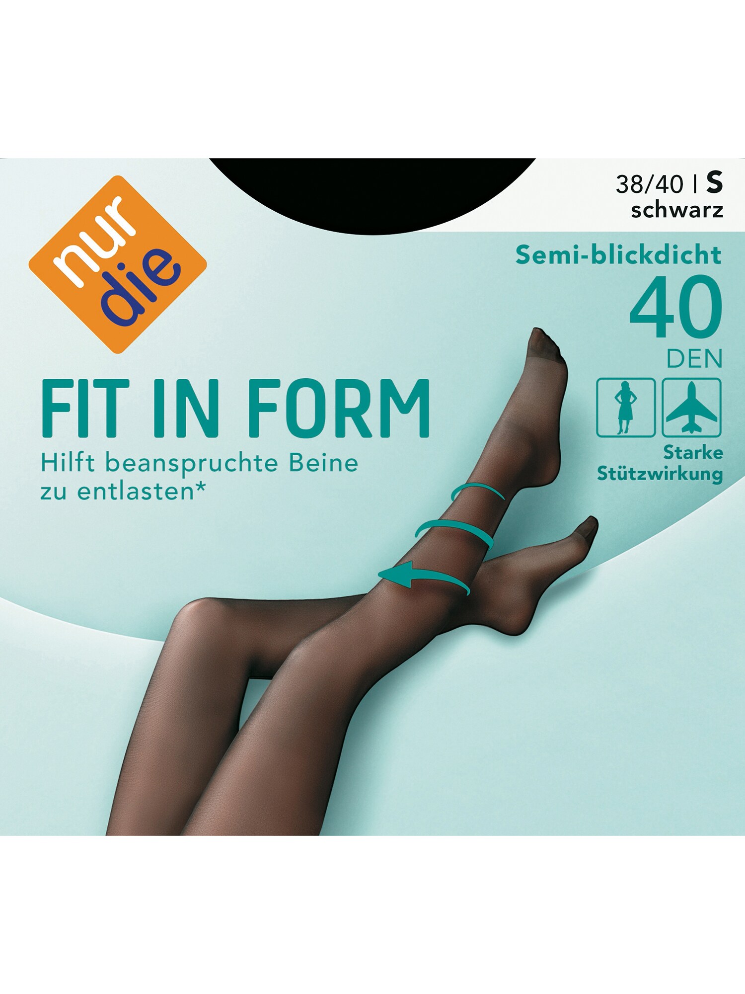 NUR DIE Damen Feinstrumpfhose Fit in Form, 40 Den 4er Pack