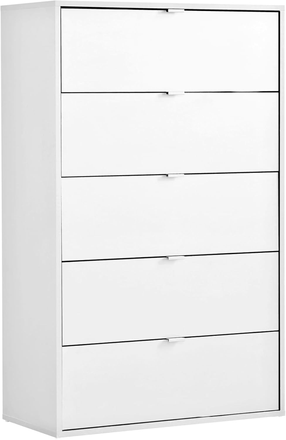 mokebo Kommode mit 5 Schubladen in Weiß aus Holz 'Die Stilvolle', Highboard, Anrichte, Sideboard aus Holz mit 80x117x40cm (B/H/T), Nachttisch, Schubladenschrank für Schlafzimmer, Flur & Kinderzimmer