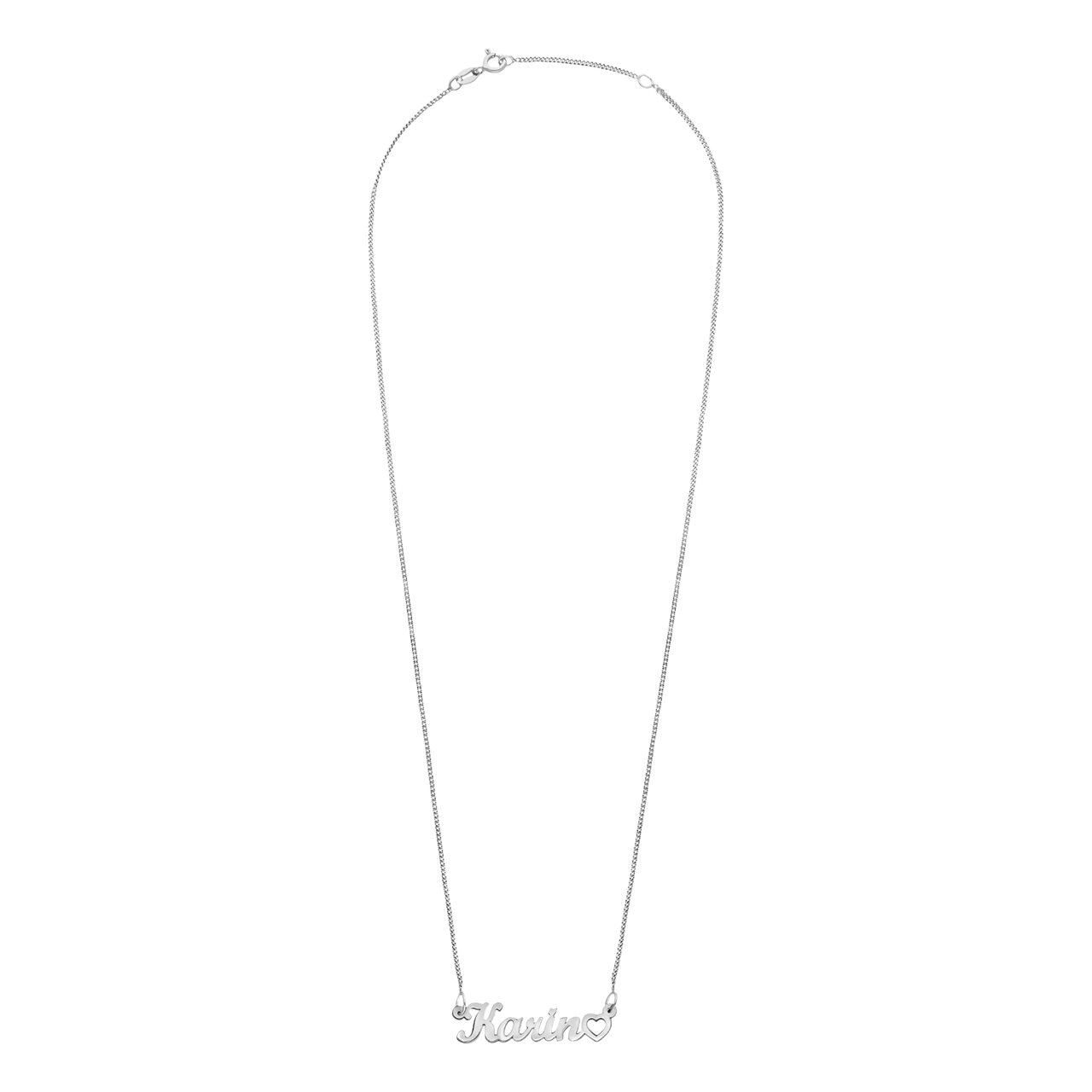 Zilveren naamketting met hart