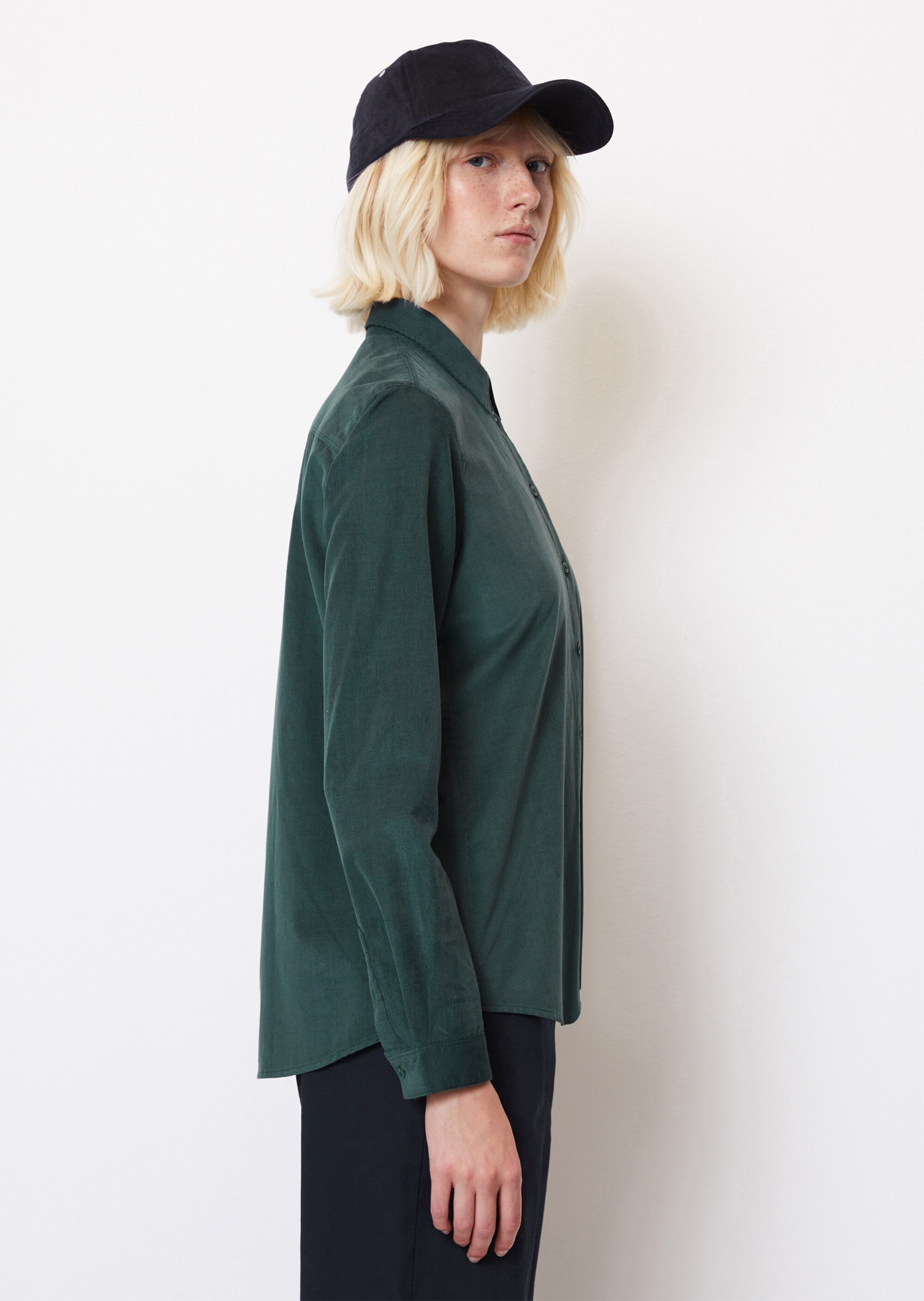 Feincord-Langarm-Bluse regular aus Organic Cotton-Lyocell-Mix