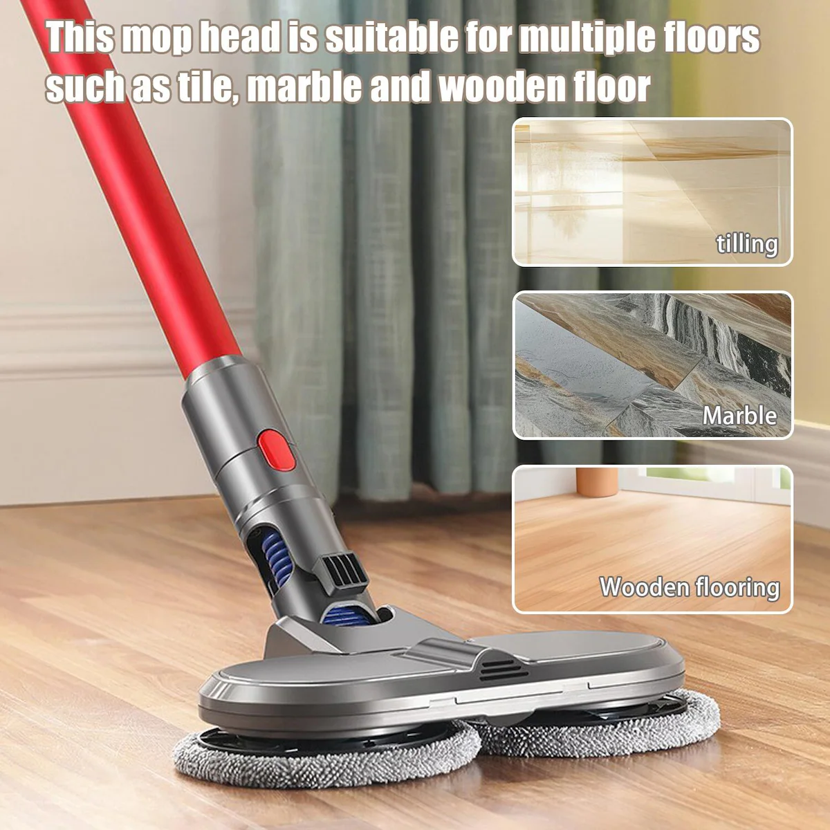 Mopphode for Dyson V11/V10/V15/V8/V7 med 6 moppkluter