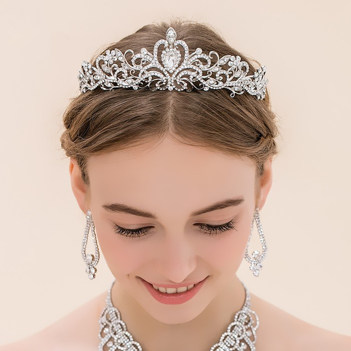Frisur Haarschmuck Krone Strass Tiara Braut Diadem Kopfschmuck - Silber / Style 1