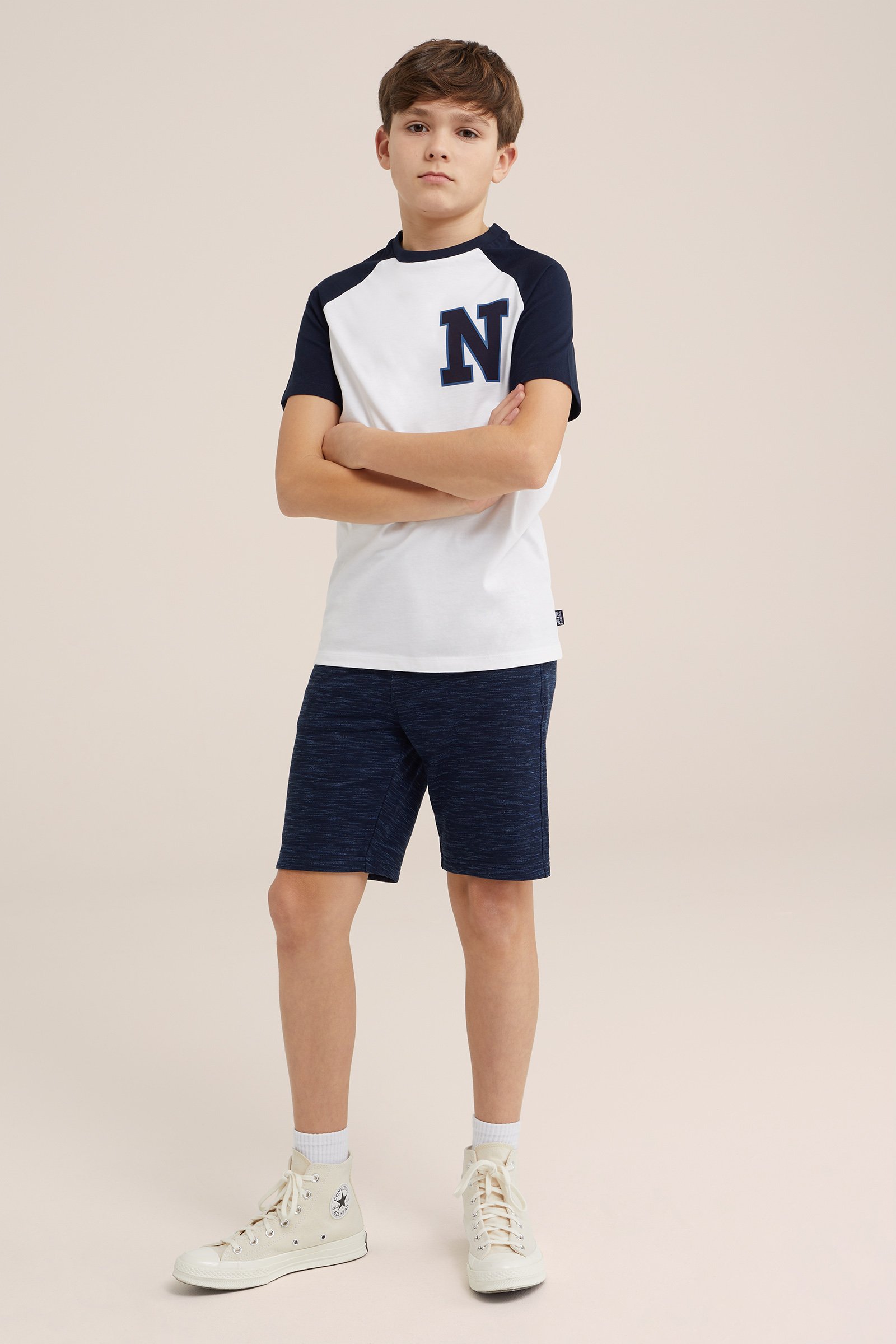 Jongens sweatshort met dessin WE Fashion Marineblauw