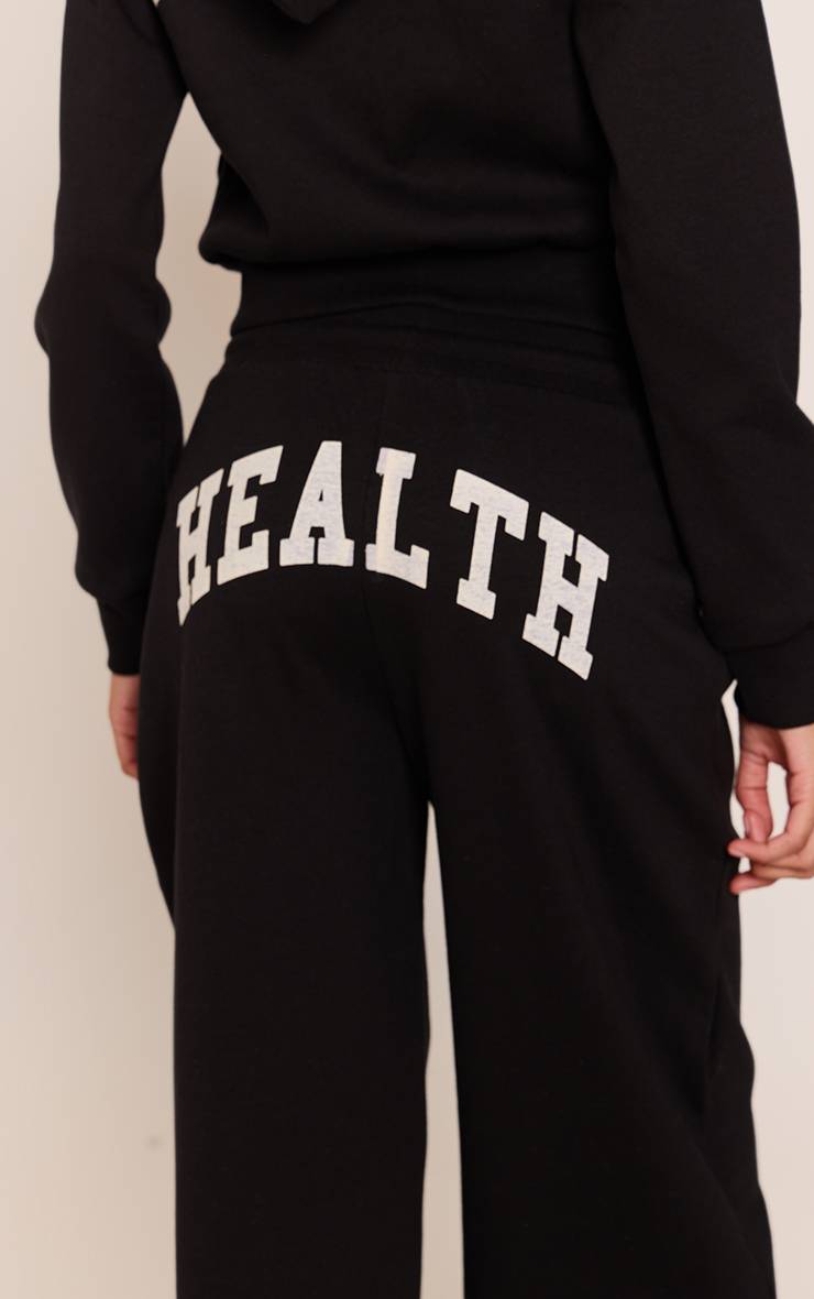 Noir Jogging Ajusté Taille Basse À Imprimé Santé